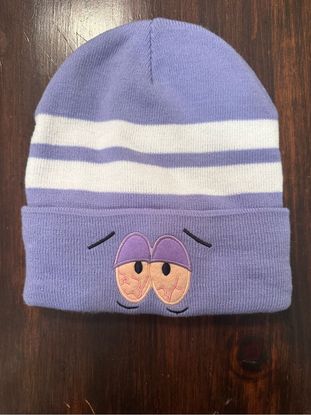 South Park Towelie Face Cuff Beanie Hat Purple White One Size